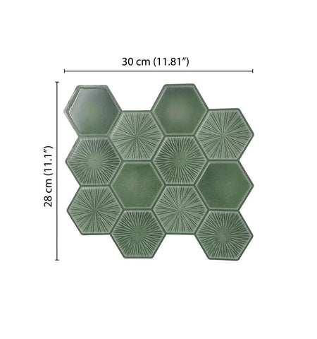 Antique Green Peel and Stick Wall Tile | Hexagon Kitchen Backsplash Tiles | self Adhesive Tiles for Home Décor