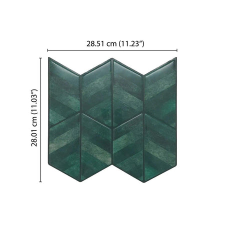 Mosaicowall Forest Green Chevron Peel and Stick Wall Tile | Hexagon Kitchen Backsplash Tiles | self Adhesive Tiles for Home Décor