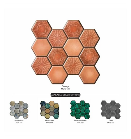 Orange Hexagon peel and Stick Wall Tile