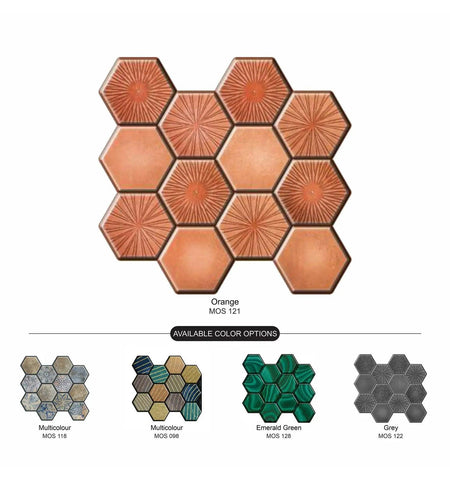 Orange Hexagon peel and Stick Wall Tile