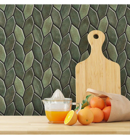 Olive Green Peel And Stick Wall Tile | Kitchen Backsplash Tiles | Self Adhesive Tiles For Home Décor