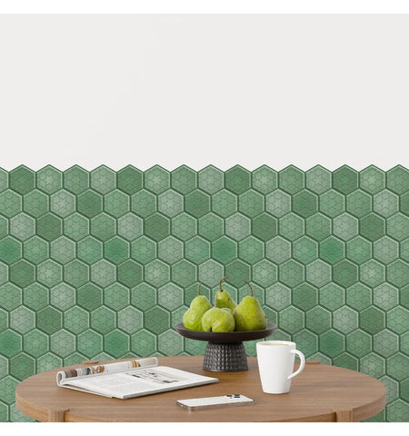 Decorative Green Peel and Stick Wall Tile | Hexagon Kitchen Backsplash Tiles | self Adhesive Tiles for Home Décor