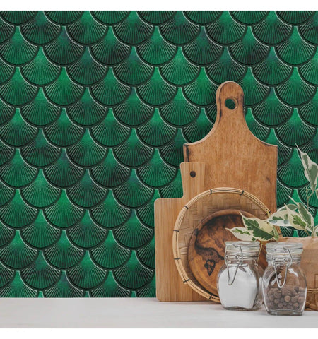 Spinach Green Peel and Stick Wall Tile | Kitchen Backsplash Tiles | Self Adhesive Tiles For Home Decor