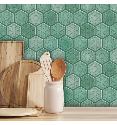 Decorative Peel and Stick Wall Tile | Hexagon Kitchen Backsplash Tiles | self Adhesive Tiles for Home Décor