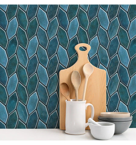 Emerald Blue Peel And Stick Wall Tile | Kitchen Backsplash Tiles | Self Adhesive Tiles For Home Décor