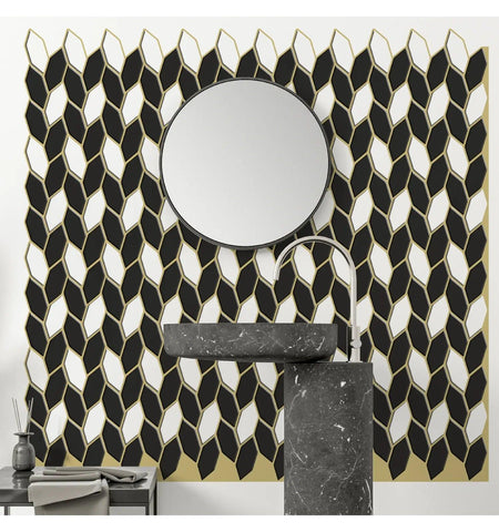 Black and White Peel And Stick Wall Tile | Kitchen Backsplash Tiles | Self Adhesive Tiles For Home Décor