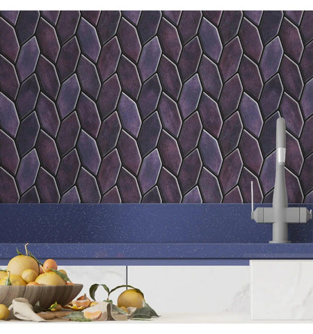 Olive Purple Peel and Stick Wall Tile | Kitchen Backsplash Tiles | self Adhesive Tiles for Home Décor