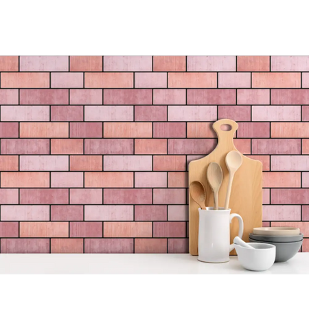 Subway Pink Pastel Subway Textured Peel and Stick Wall Tile, Kitchen Backsplash Tile