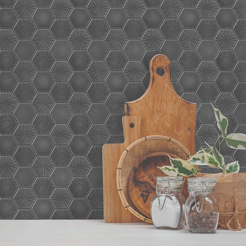 Steel Gray Hexagonal Peel and Stick Wall Tile | self Adhesive Tiles for Home Décor from Mosaicowall
