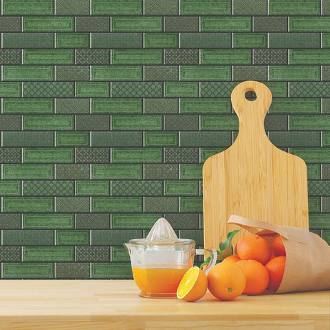 Vintage Peel and Stick Tile | Green Subway Stick on Tile | Self Adhesive Tiles For Home Décor From Mosaicowall