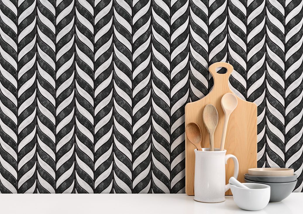 Dark Chevron Peel and Stick Wall Tile | Kitchen Backsplash Tiles