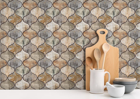 Mosaicowall Grunge Moroccan Peel and Stick Wall Tile | Kitchen Backsplash Tiles
