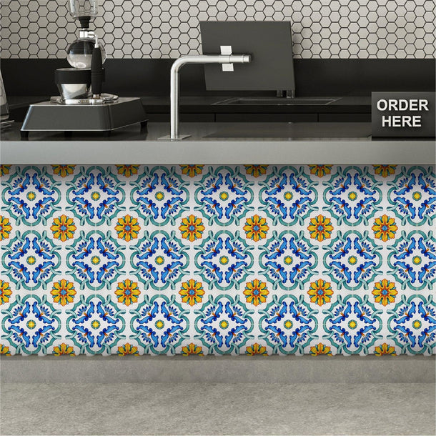 Tile Stickers Portuguese Style Tile Stickers - Mosaicowall Mosaicowall Portuguese Style Tile Stickers