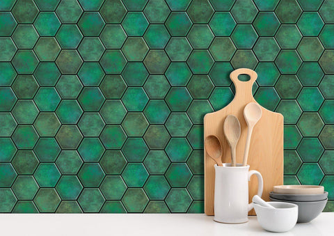 Peel and Stick 3D Tiles Forest Green Peel and Stick Tiles - Mosaicowall Mosaicowall Forest Green Peel and Stick Tiles