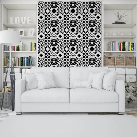 Black and White Spanish Tile Stickers