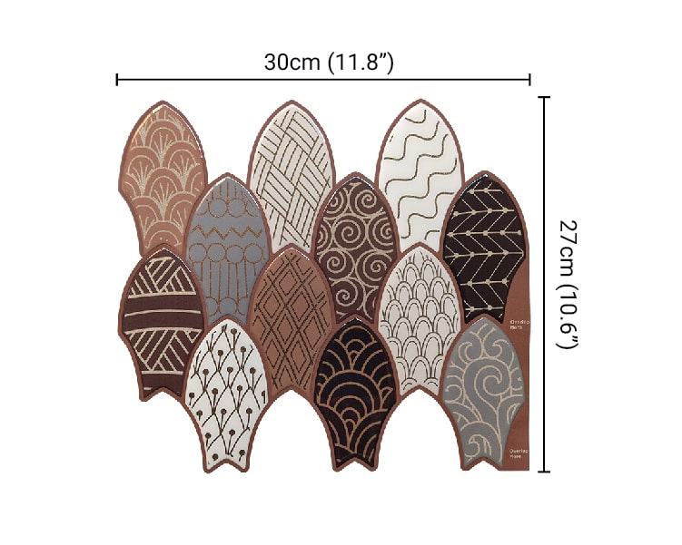 Peel and Stick 3D Tiles Brown Feather Peel and Stick Tiles - Mosaicowall Mosaicowall Brown Feather Peel and Stick Tiles