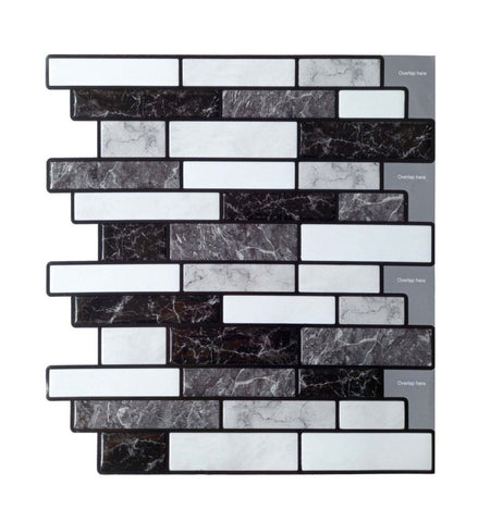 Peel and Stick 3D Tiles Marble Long Stripes Peel and Stick Tiles - Mosaicowall Mosaicowall Marble Long Stripes Peel and Stick Tiles