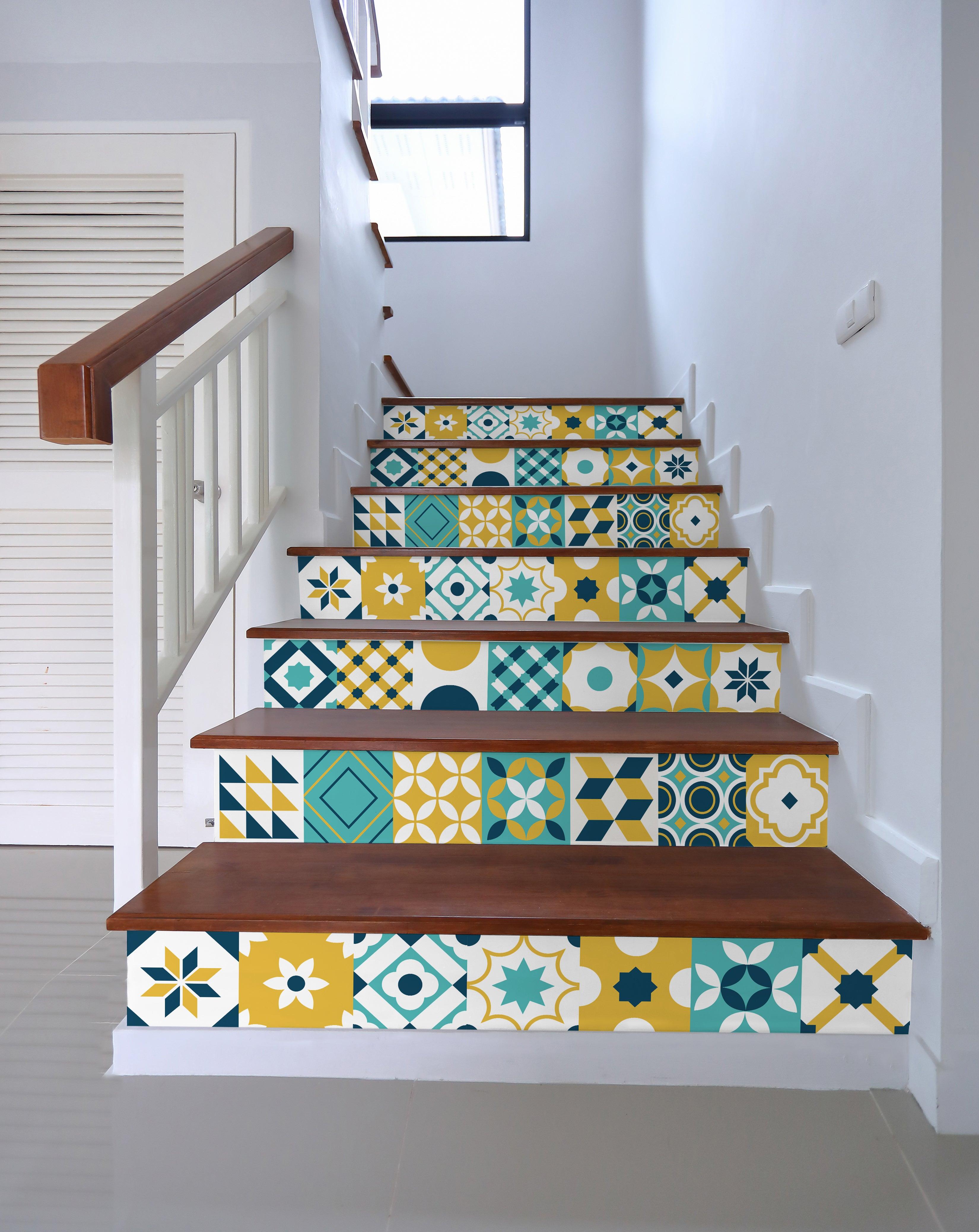 Colored Risers Multicolor Decorative Stair Riser – Mosaicowall