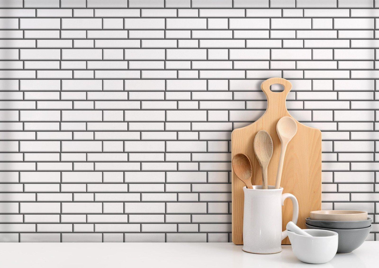 White Long Stripes Peel and Stick 3D Tiles