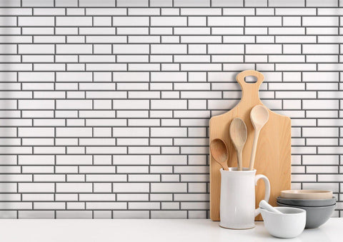 White Long Stripes Peel and Stick 3D Tiles