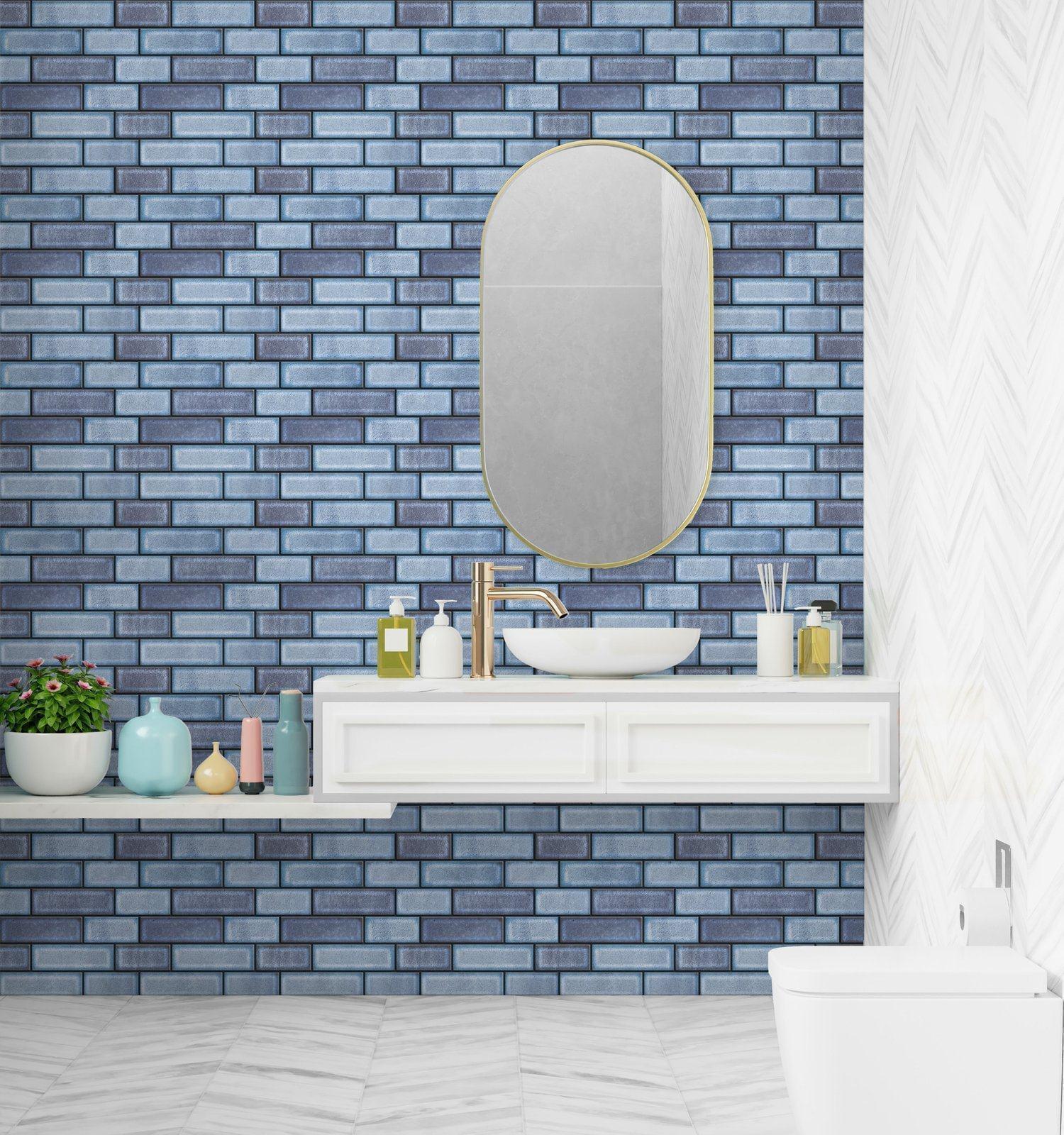 Blue Subway Peel and Stick Tiles – Mosaicowall