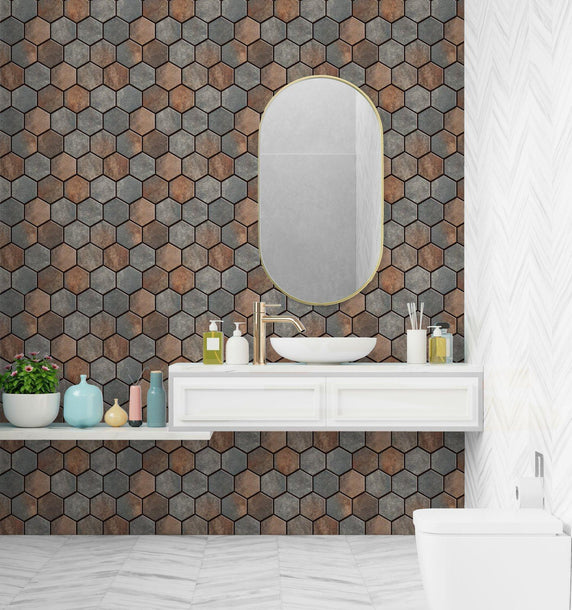 Copper peel and stick mosaic tiles | Peel and Stick kitchen tiles