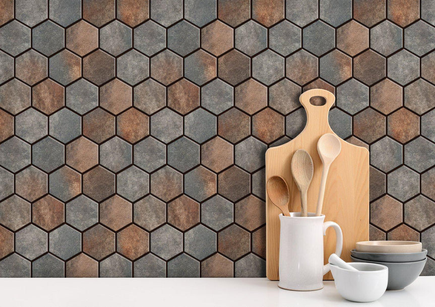 Copper peel and stick mosaic tiles | Peel and Stick kitchen tiles