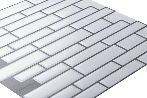 White Long Stripes Peel and Stick Wall Tiles