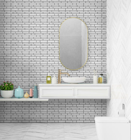 White Long Stripes Peel and Stick 3D Wall Tiles