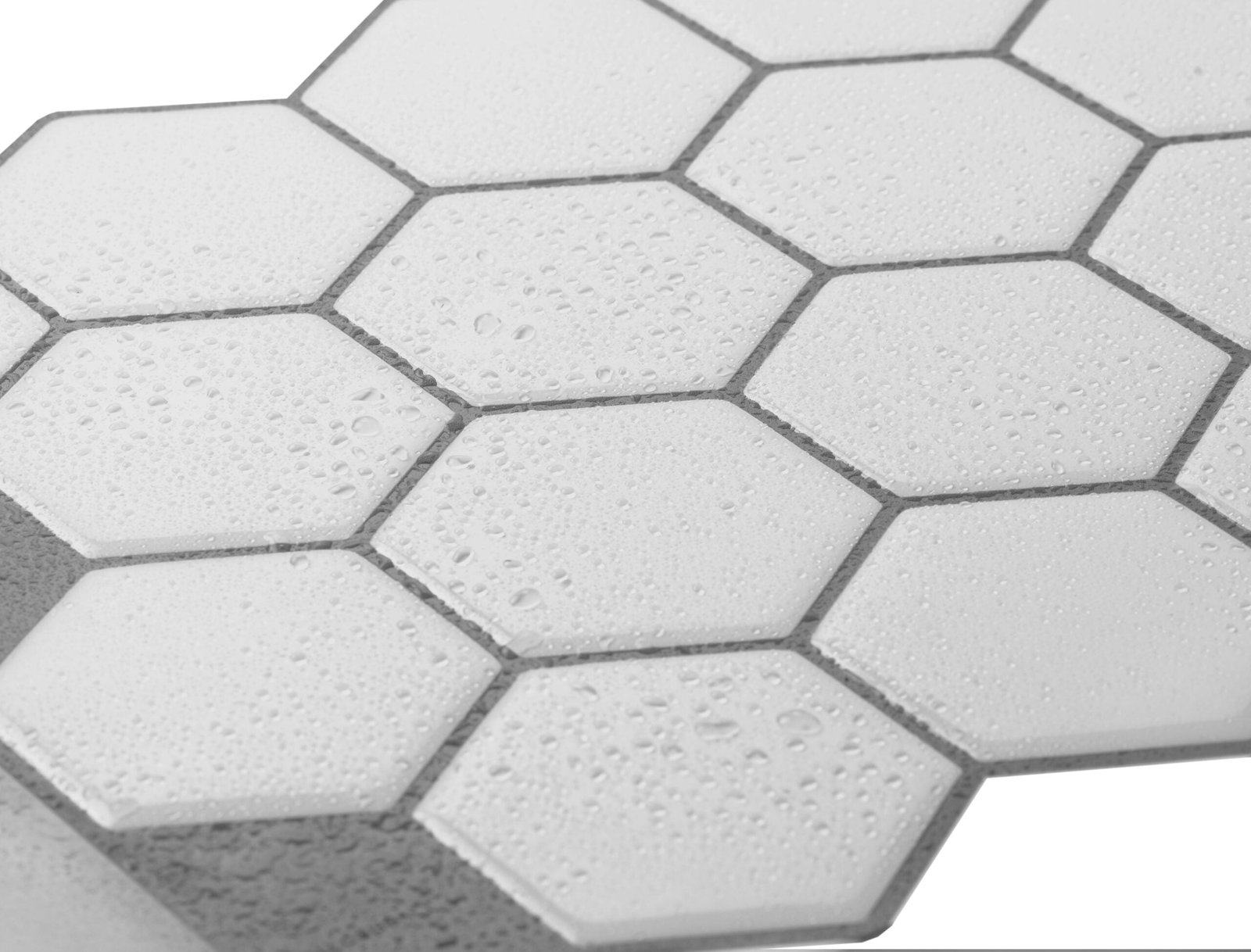 Peel and Stick 3D Tiles White Hexagon Peel and Stick tiles - Mosaicowall Mosaicowall White Hexagon Peel and Stick tiles