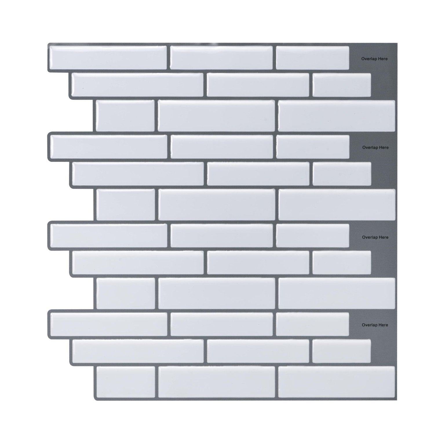 White Long Stripes Peel and Stick Tiles