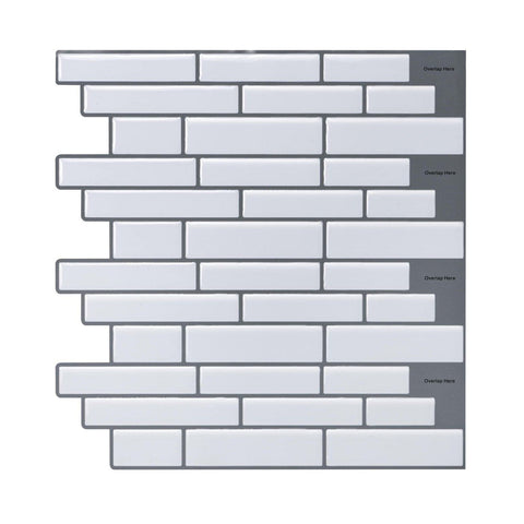 White Long Stripes Peel and Stick Tiles