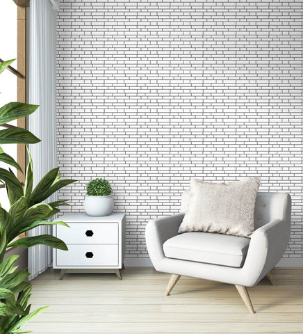 White Long Stripes Peel and Stick Home Décor Tiles